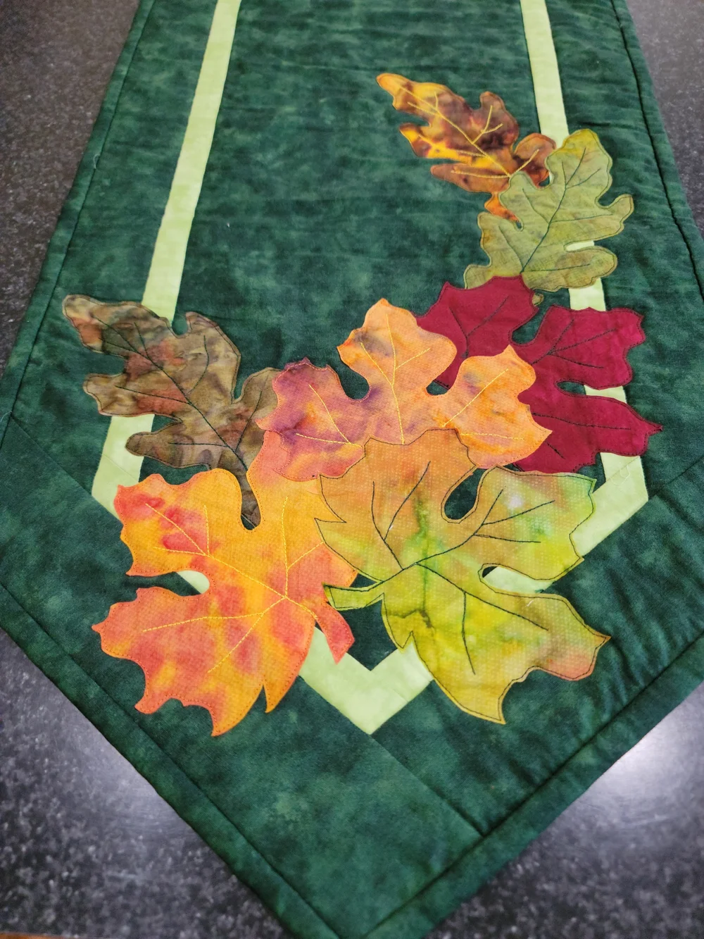 Green Autumn Oak Leaf Table Runner Set Of 2